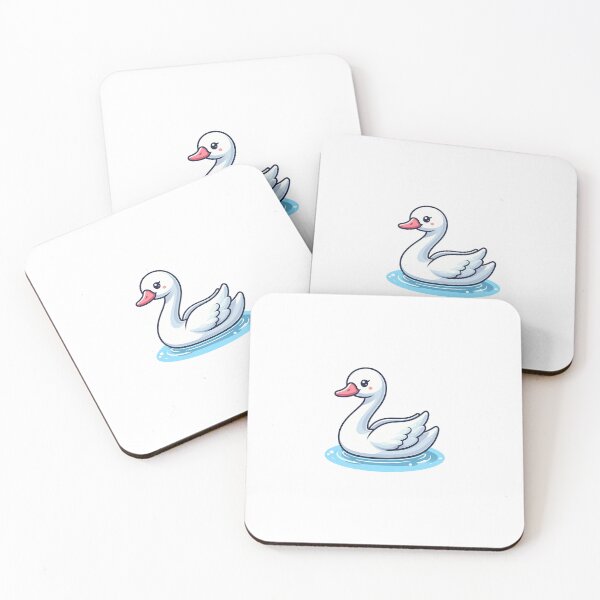 Item preview, A cute cartoon white swan floating on water, showcasing simplicity and charm. designed and sold by cave-canvas.
