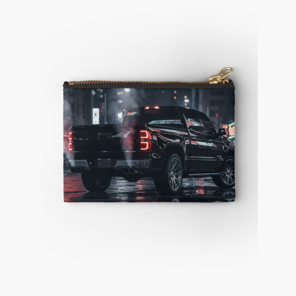 Item preview, Black Pickup Truck Night Street – Custom Truck Exhaust Smoke Wet Asphalt Automotive Art designed and sold by Creative Design Studio.