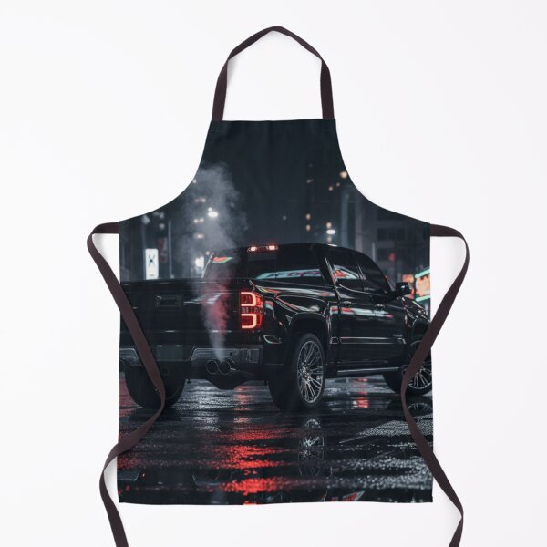 Item preview, Black Pickup Truck Night Street – Custom Truck Exhaust Smoke Wet Asphalt Automotive Art designed and sold by Creative Design Studio.