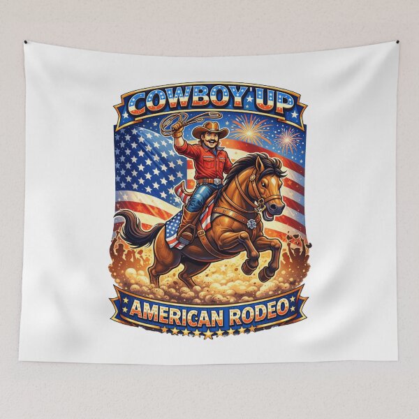 Artikelvorschau, Patriotisches Cowboy-Rodeo – Cowboy Up American Rodeo Design entworfen und verkauft von Wear Sculpt.