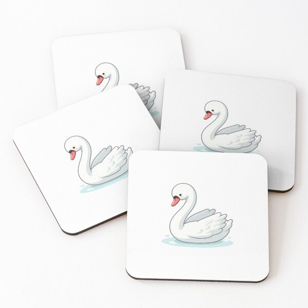 Item preview, A cute white swan with a red beak floating on calm water. designed and sold by cave-canvas.