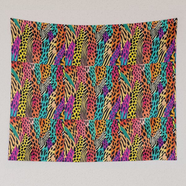 Item preview, wildly vibrant colorful animal print artwork pattern designed and sold by RidaSalArt.
