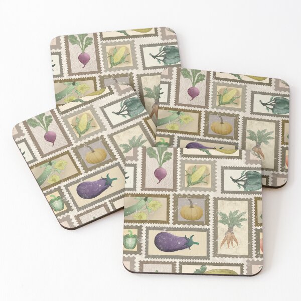 Item preview, Vintage Vegetable Garden Postage Stamp Pattern designed and sold by Seamlessly Buffalo.
