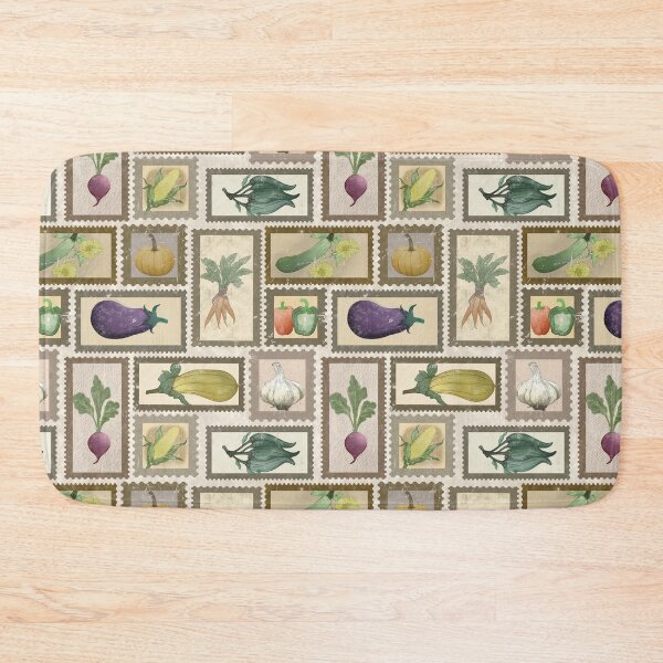 Item preview, Vintage Vegetable Garden Postage Stamp Pattern designed and sold by Seamlessly Buffalo.
