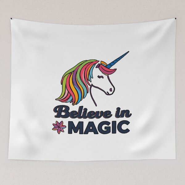Item preview, Unicorn silhouette with rainbow. Believe in Magic 3 designed and sold by Neon G.