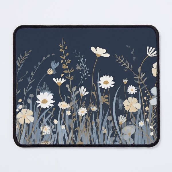 Item preview, Wildflower Illustration Design, Blue background with field of wildflowers designed and sold by BriAngelaBubbleDesigns.