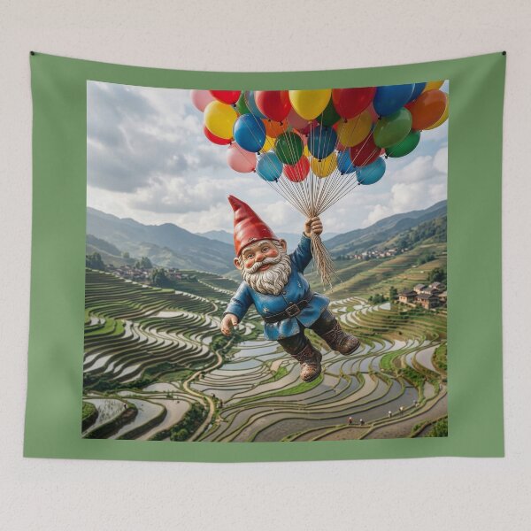 Item preview, Gnome Flies Over the Rice Terraces of Yunna, China designed and sold by Tridentulus.