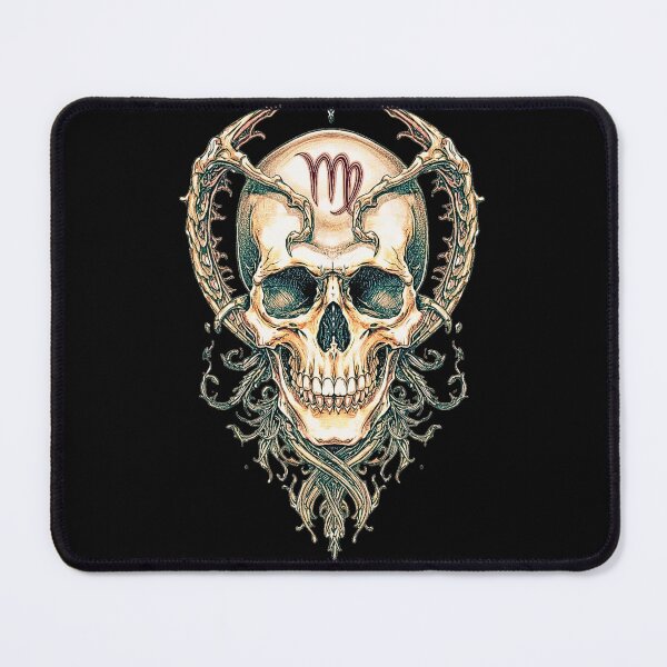 Item preview, Virgo Skull Zodiac Design – Gothic Virgo Maiden Skull, Dark Astrology Aesthetic designed and sold by SKULLARTISTRY.
