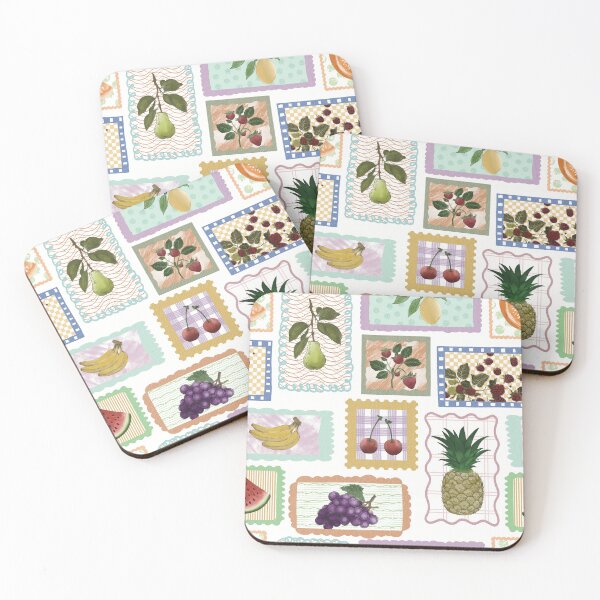Item preview, Colorful Vintage Fruit Stamp Seamless Pattern designed and sold by Seamlessly Buffalo.