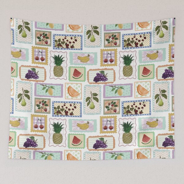 Item preview, Colorful Vintage Fruit Stamp Seamless Pattern designed and sold by Seamlessly Buffalo.