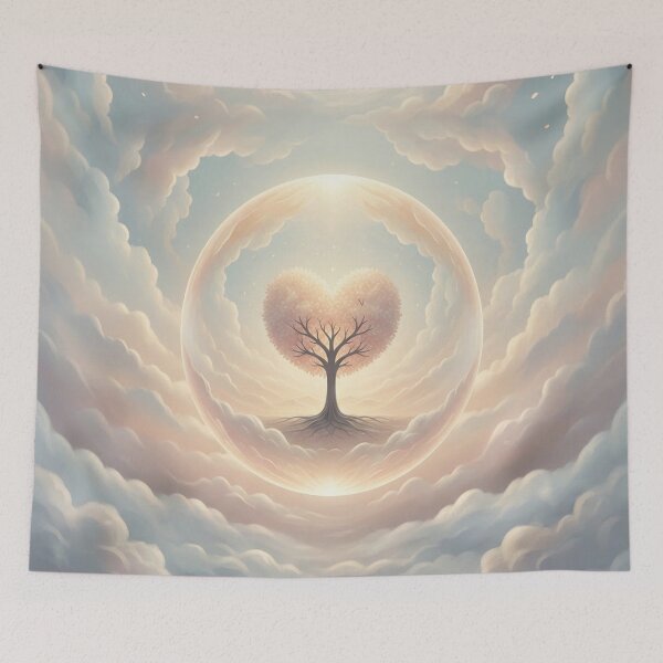 Item preview, Heart Tree in the Sky Sphere – Surreal Dreamscape of Light and Serenity designed and sold by Herzbaumatelier.
