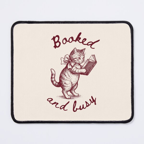 Item preview, Booked and Busy Kitty quote: Daily Cotton Canvas, Girly Bookworm, Trendy Reader Present designed and sold by MakitoDesign.