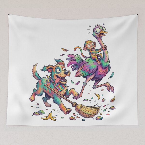 Item preview, A dog, an ostrich, and a monkey. designed and sold by PP&RAINBOW SHOP.