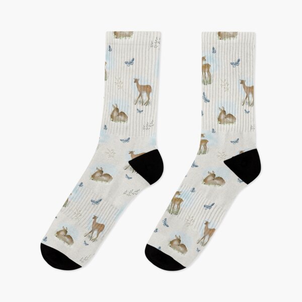 Item preview, Sweet Forest Fawn and Blue Butterflies Pattern designed and sold by Seamlessly Buffalo.