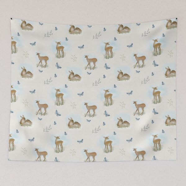 Item preview, Sweet Forest Fawn and Blue Butterflies Pattern designed and sold by Seamlessly Buffalo.