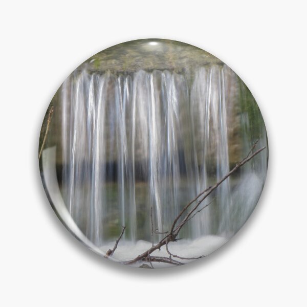 Item preview, Small Mossy Waterfall Cascading Over Rock Ledge With Flowing Shallow Stream And Branches designed and sold by Nmallia.