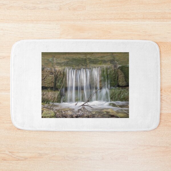 Item preview, Small Mossy Waterfall Cascading Over Rock Ledge With Flowing Shallow Stream And Branches designed and sold by Nmallia.