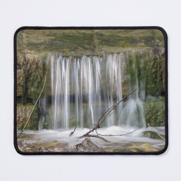 Item preview, Small Mossy Waterfall Cascading Over Rock Ledge With Flowing Shallow Stream And Branches designed and sold by Nmallia.