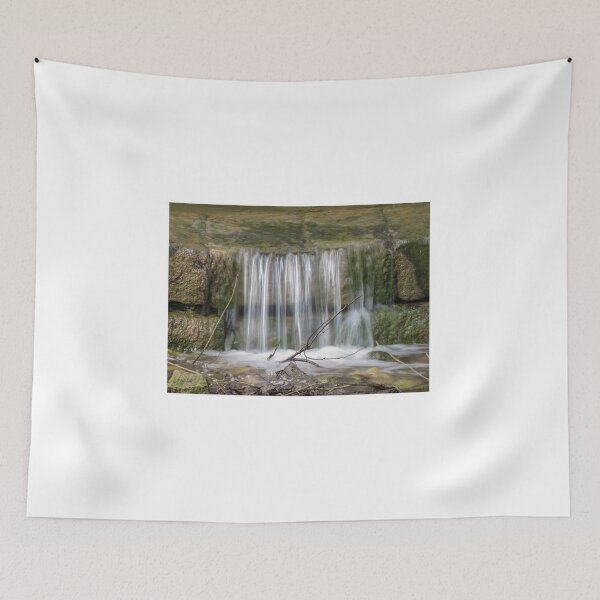 Item preview, Small Mossy Waterfall Cascading Over Rock Ledge With Flowing Shallow Stream And Branches designed and sold by Nmallia.
