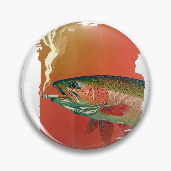Item preview, Rainbow trout smoking cigarette fishing designed and sold by KreativKulture.