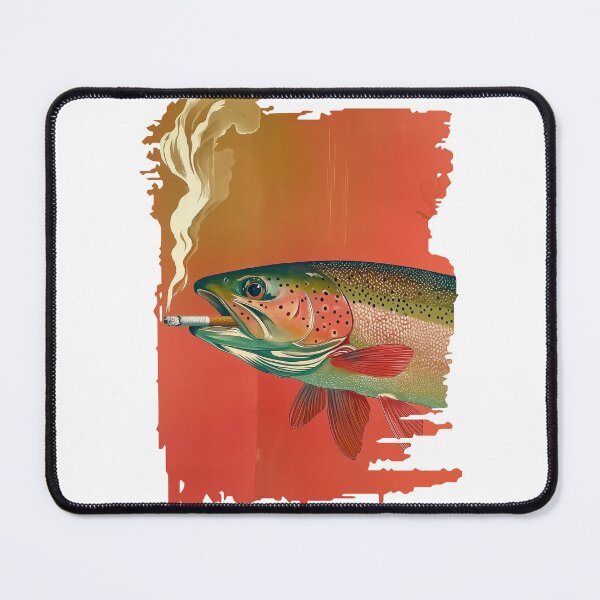 Item preview, Rainbow trout smoking cigarette fishing designed and sold by KreativKulture.