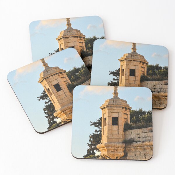 Item preview, Stone Watchtower On Historic Fortress Wall At Sunset Overlooking Coastline And Olive Trees designed and sold by Nmallia.