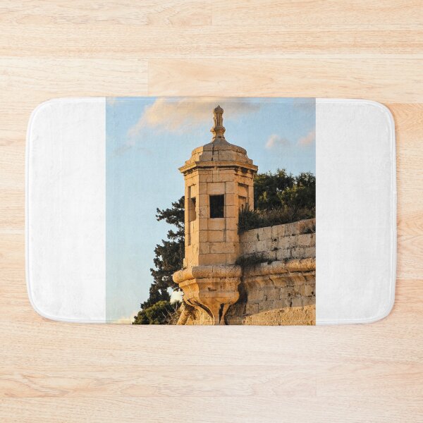 Item preview, Stone Watchtower On Historic Fortress Wall At Sunset Overlooking Coastline And Olive Trees designed and sold by Nmallia.