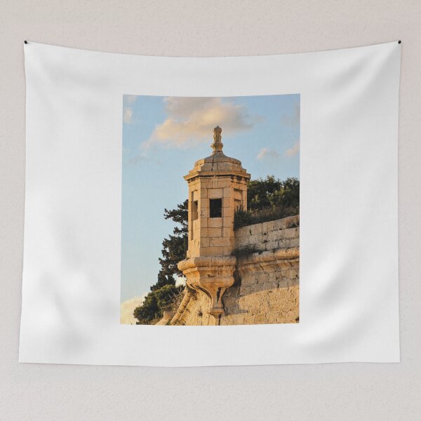 Item preview, Stone Watchtower On Historic Fortress Wall At Sunset Overlooking Coastline And Olive Trees designed and sold by Nmallia.