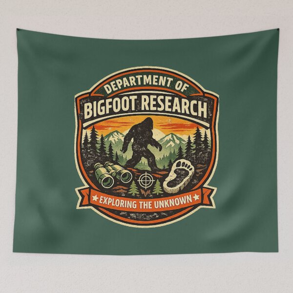 Item preview, Bigfoot Research Department Vintage Badge Sasquatch Cryptid Explorer Retro National Park Shirt designed and sold by GhostDawgs.