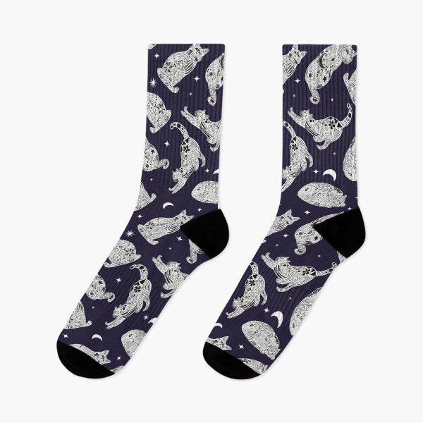Item preview, Celestial Mystic Cats and Stars Moon Pattern designed and sold by Seamlessly Buffalo.
