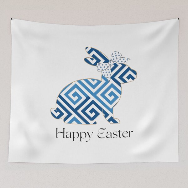 Item preview, Happy Easter Greek Bunny – Blue Meander Rabbit | Easter Around the World designed and sold by VivoStudio.