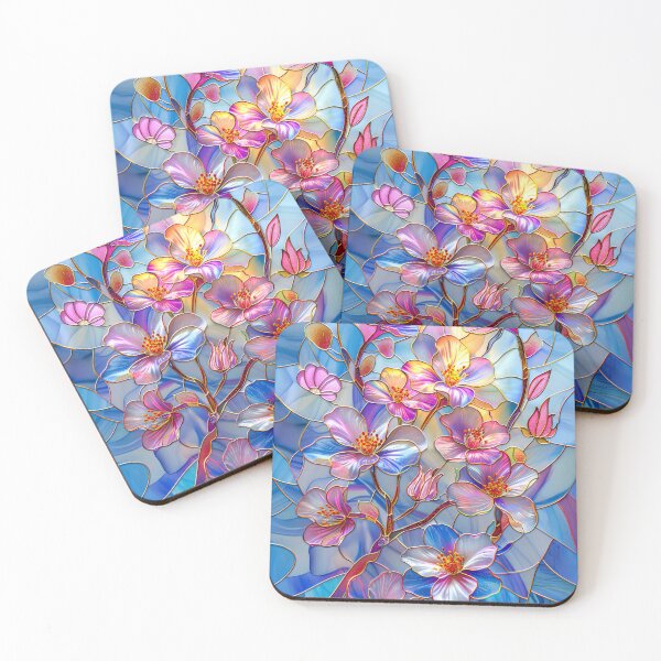 Item preview, Cherry blossom on blue sky stained glass art designed and sold by MargaretWiktor.
