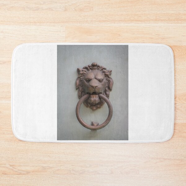 Item preview, Antique Lion Door Knocker on Weathered Wooden Door Rustic Metal Ornament and Decorative Entry Hardware designed and sold by Nmallia.
