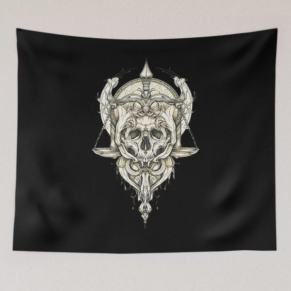 Item preview, Libra Skull Zodiac Design – Gothic Libra Scales Skull, Dark Astrology Aesthetic designed and sold by SKULLARTISTRY.