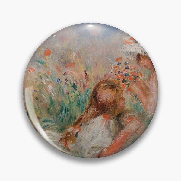 Item preview, Girls in the Grass Arranging a Bouquet by Pierre-Auguste Renoir: Fine Art Poster designed and sold by artofuniverse.