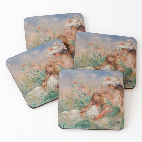 Item preview, Girls in the Grass Arranging a Bouquet by Pierre-Auguste Renoir: Fine Art Poster designed and sold by artofuniverse.