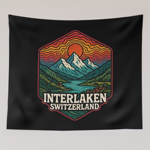 Item preview, Interlaken Switzerland Trippy Art Travel designed and sold by TomFrontierArt.