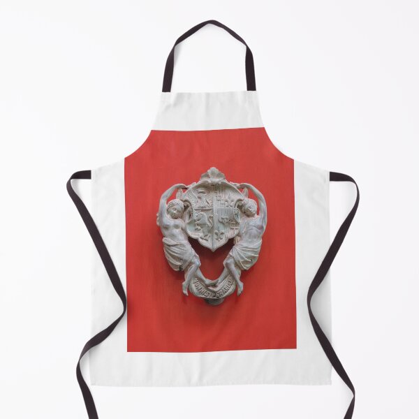 Item preview, Vintage Bronze Door Knocker With Heraldic Crest And Cherubs On Red Painted Door designed and sold by Nmallia.