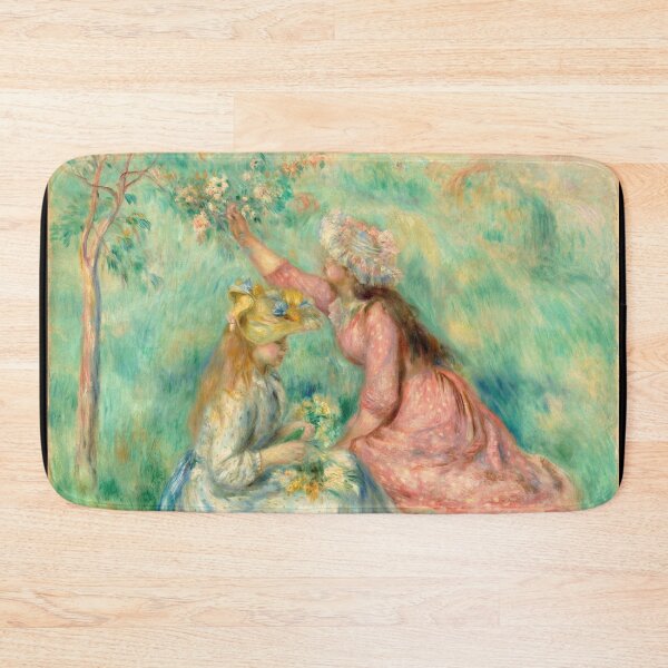 Item preview, Girls Picking Flowers in a Meadow by Pierre-Auguste Renoir: Romantic Impressionist Poster designed and sold by artofuniverse.