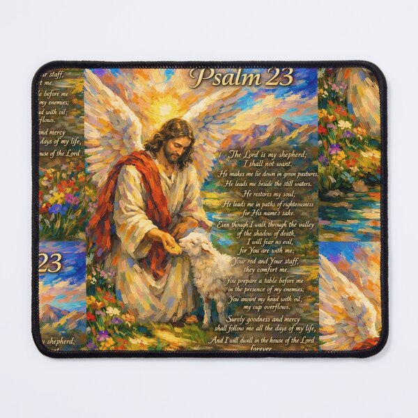 Item preview, The Lord Is My Shepherd – Psalm 23 Christian Art | Jesus The Good Shepherd | Colorful Spontaneous Realism Bible Verse Painting designed and sold by JuandiArt7.
