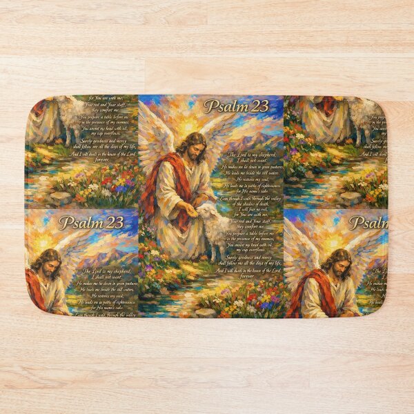 Item preview, The Lord Is My Shepherd – Psalm 23 Christian Art | Jesus The Good Shepherd | Colorful Spontaneous Realism Bible Verse Painting designed and sold by JuandiArt7.