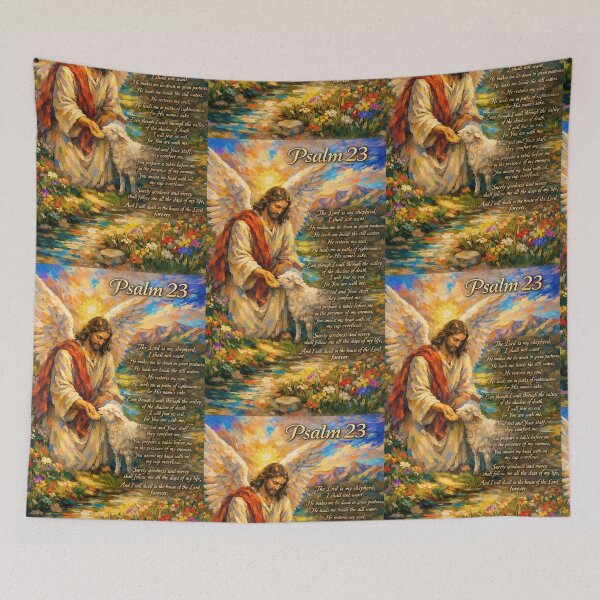 Item preview, The Lord Is My Shepherd – Psalm 23 Christian Art | Jesus The Good Shepherd | Colorful Spontaneous Realism Bible Verse Painting designed and sold by JuandiArt7.