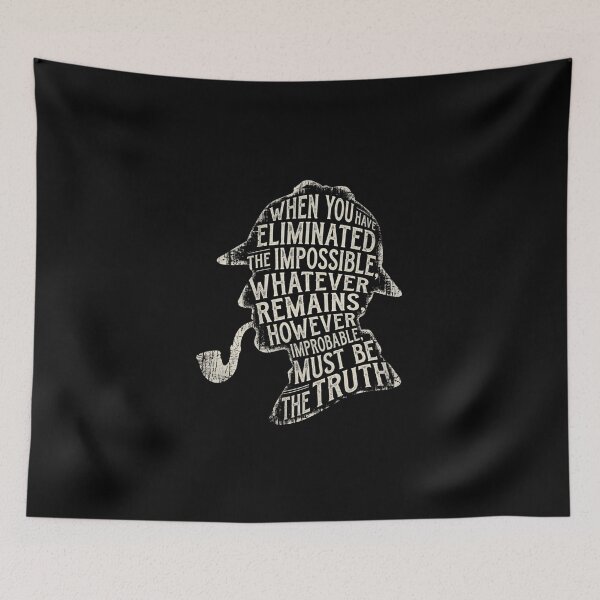 Item preview, Eliminated The Impossible Sherlock Holmes Silhouette Quote Art designed and sold by Fenay Designs.