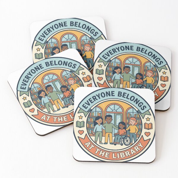 Item preview, Everyone Belongs At The Library - Inclusive Community Bookshelf Badge designed and sold by Wear Sculpt.