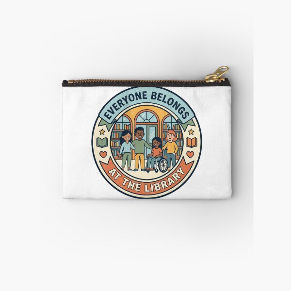 Item preview, Everyone Belongs At The Library - Inclusive Community Bookshelf Badge designed and sold by Wear Sculpt.