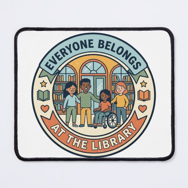 Item preview, Everyone Belongs At The Library - Inclusive Community Bookshelf Badge designed and sold by Wear Sculpt.