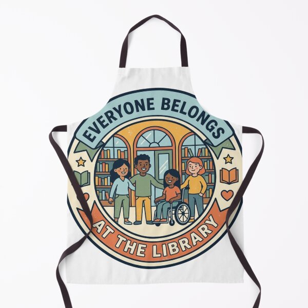 Item preview, Everyone Belongs At The Library - Inclusive Community Bookshelf Badge designed and sold by Wear Sculpt.
