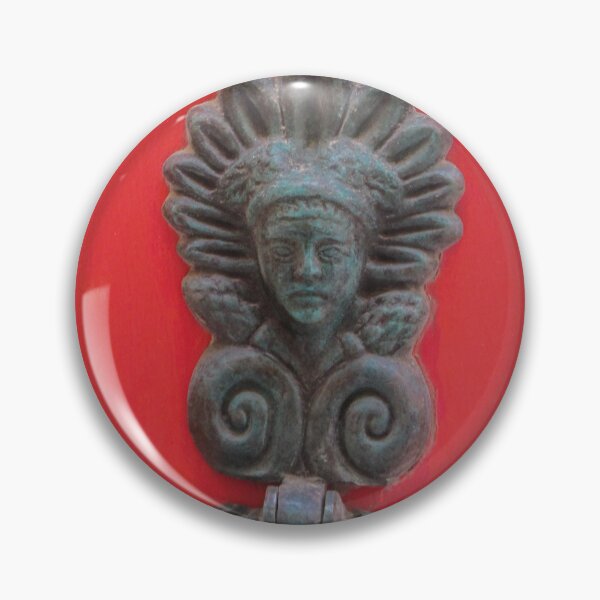 Item preview, Antique Bronze Door Knocker With Patina on Bright Red Door Decorative Face Ornament Detail designed and sold by Nmallia.