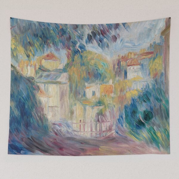 Item preview, Jardin a Montmartre by Pierre-Auguste Renoir: Impressionist Garden Fine Art Print designed and sold by artofuniverse.