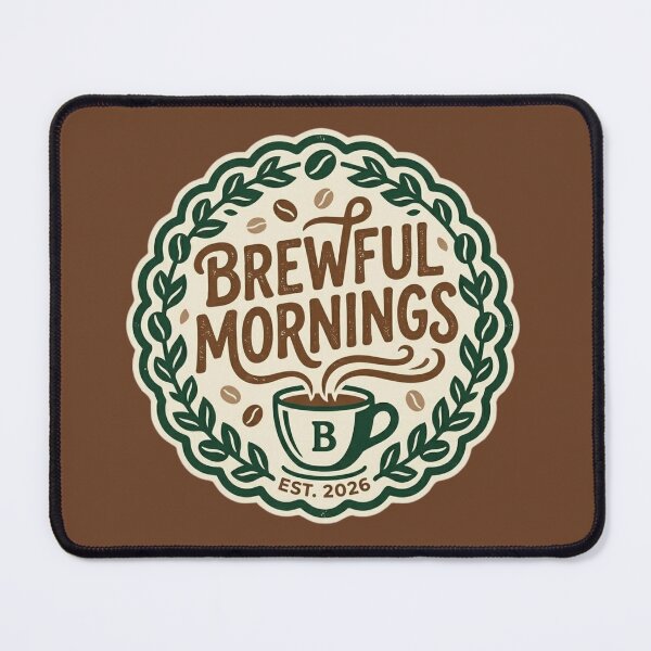 Item preview, BREWFUL MORNINGS - Retro Coffee Badge Vintage Typography Design designed and sold by WowDezign.